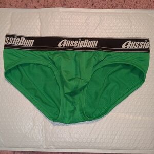 Aussiebum Green Polyester Mesh Briefs Size Large